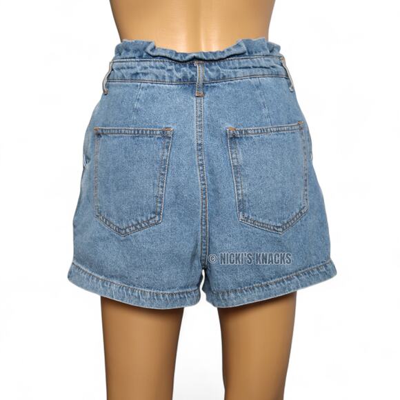 Forever 21 Paperbag High Waist Denim Shorts Cuffed Cotton Jean Shorts Size M - Picture 4 of 7